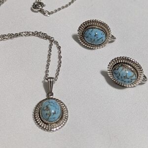 Vintage AMCO 14kGO Gold Jewelry Set With Turquoise Cabochons